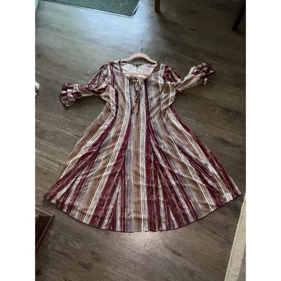 Sami & Jo XL Petite Boho Striped Midi Dress with 3/4 ruffled bell sleeves - Picture 9 of 10